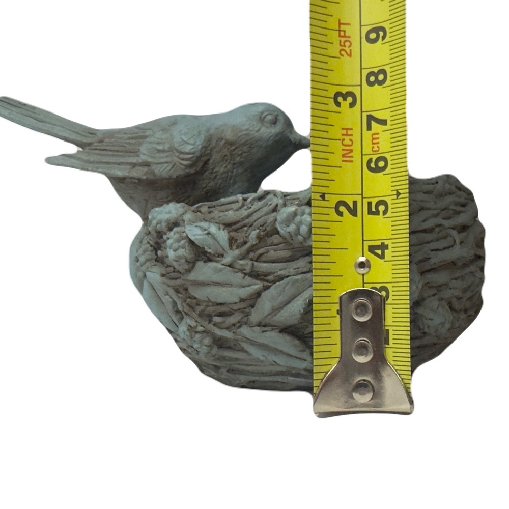 Nesting Bird Dish Trinket Bowl Aqua Rustic Sculpture Figurine 6” Vintage Art - Picture 14 of 16